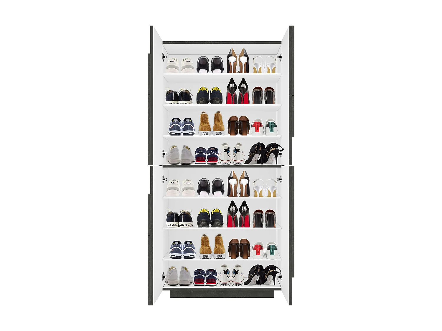 Zapatero de diseño moderno de 4 puertas y 8 estantes Ping Dress Ardesia