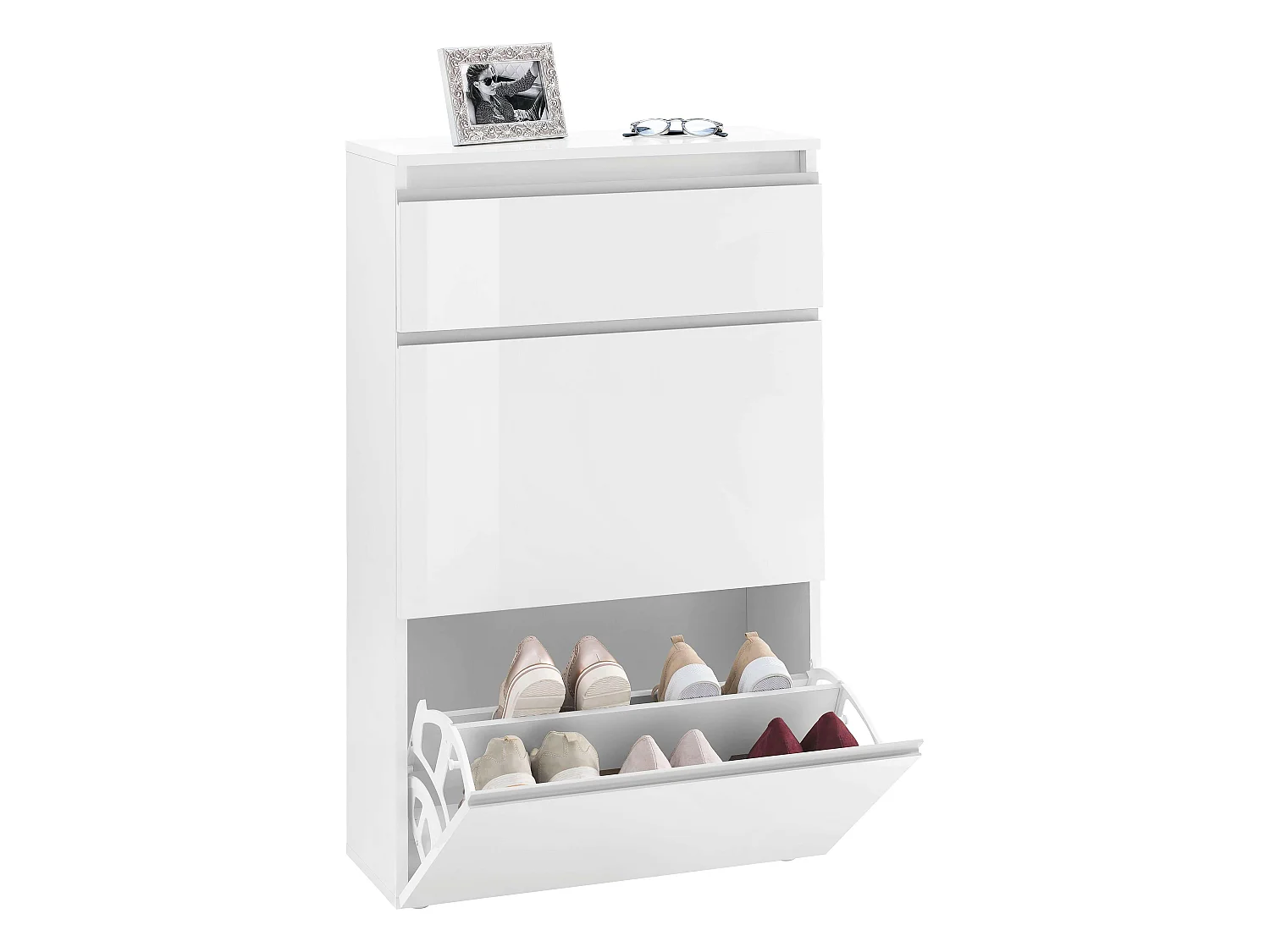 Scarpiera 3 ante L 60 x H 120 x P 26.5 cm 12 paia, bianco