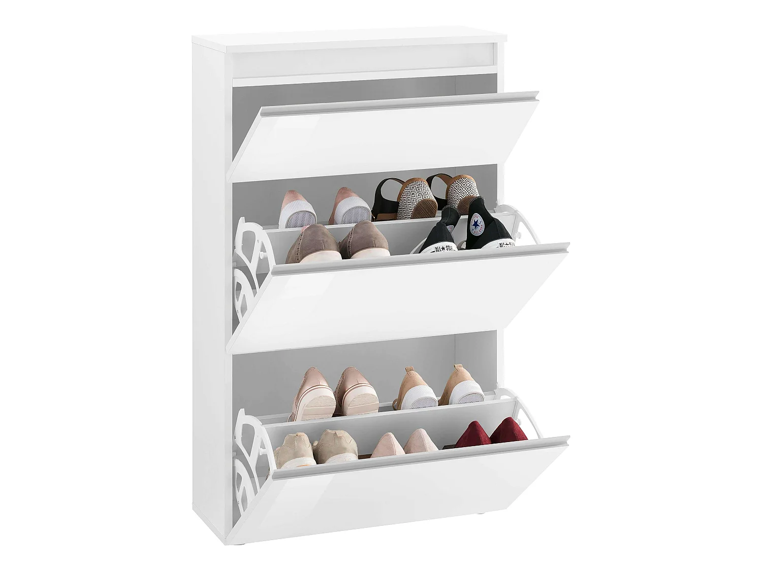 Scarpiera 3 ante L 60 x H 120 x P 26.5 cm 12 paia, bianco