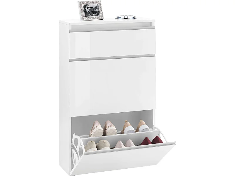 Scarpiera 3 ante L 60 x H 120 x P 26.5 cm 12 paia, bianco