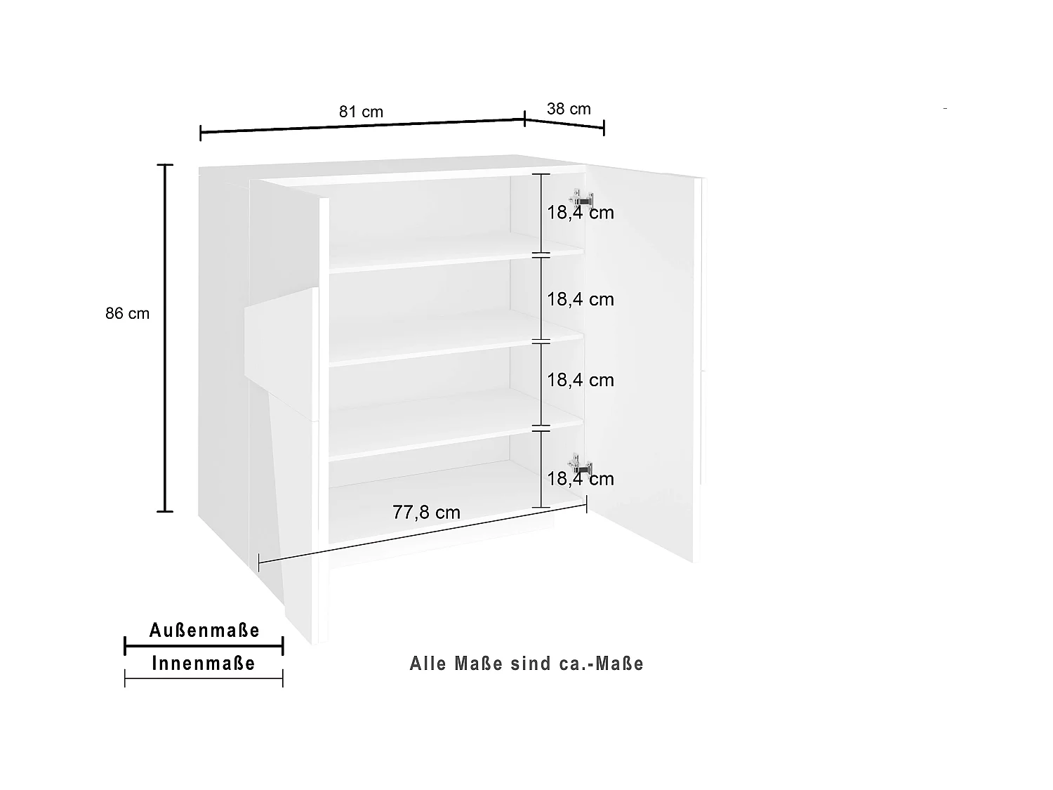 Meuble chaussure design moderne 2 portes 16 paires Ping A16