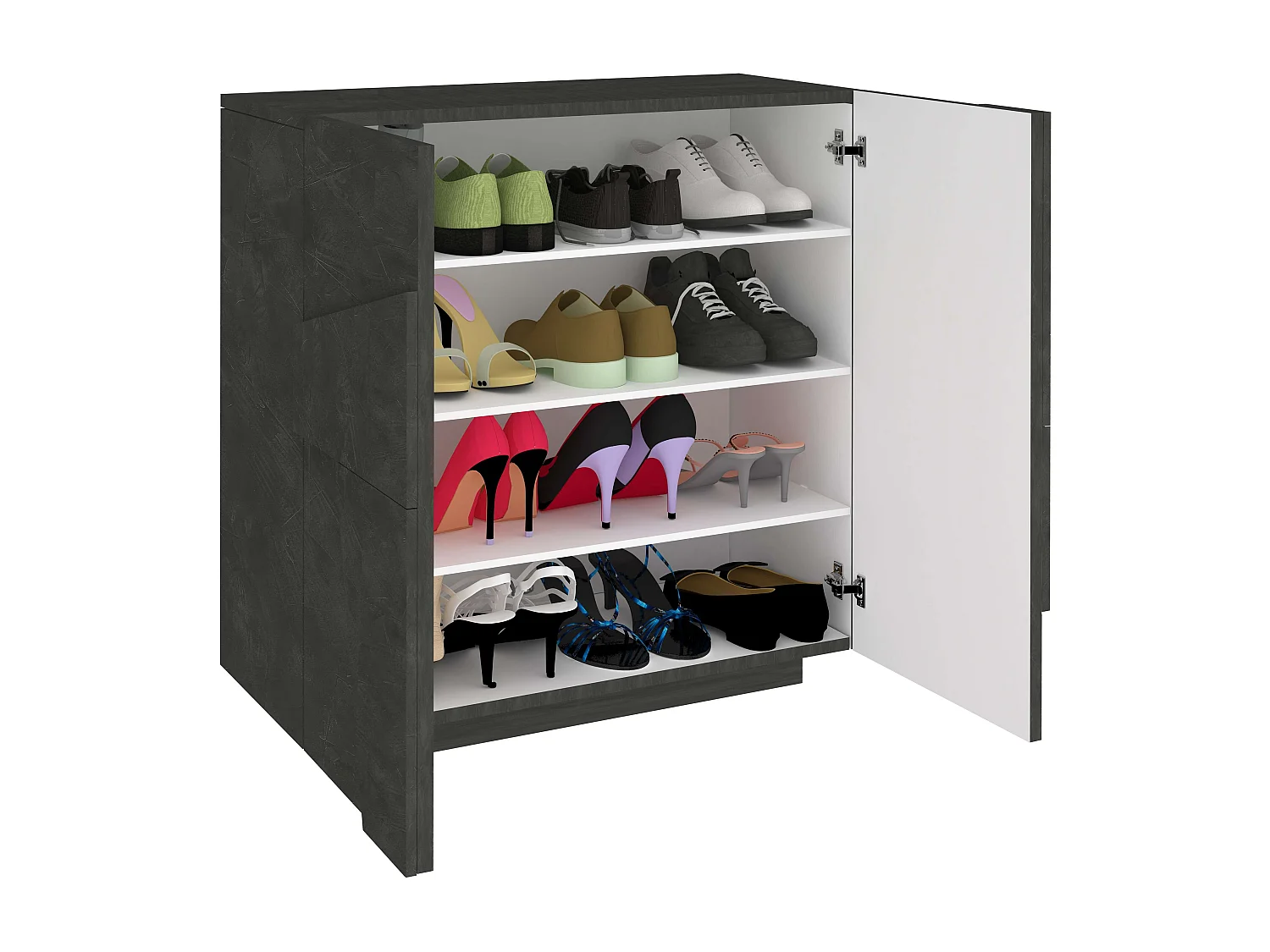 Zapatero de entrada 2 puertas diseño moderno pizarra 16 pares de zapatos Ping A16