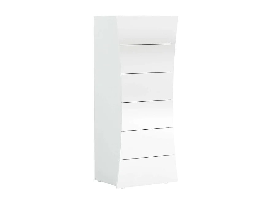 Commode de chambre et salon 6 tiroirs blanc brillant Arco Septet