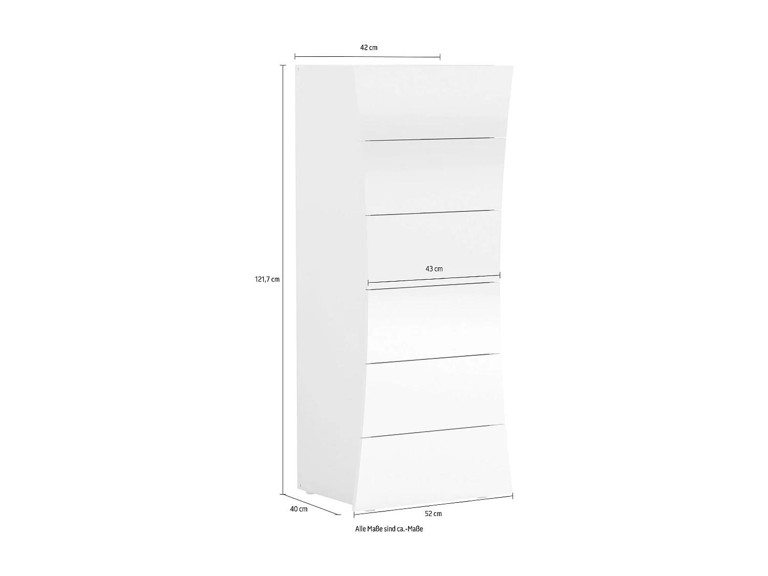 Cómoda tocador dormitorio 6 cajones blanco brillante Arco Septet