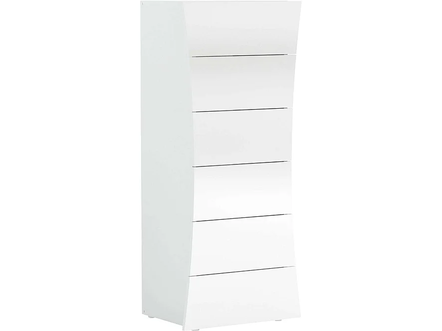Commode de chambre et salon 6 tiroirs blanc brillant Arco Septet