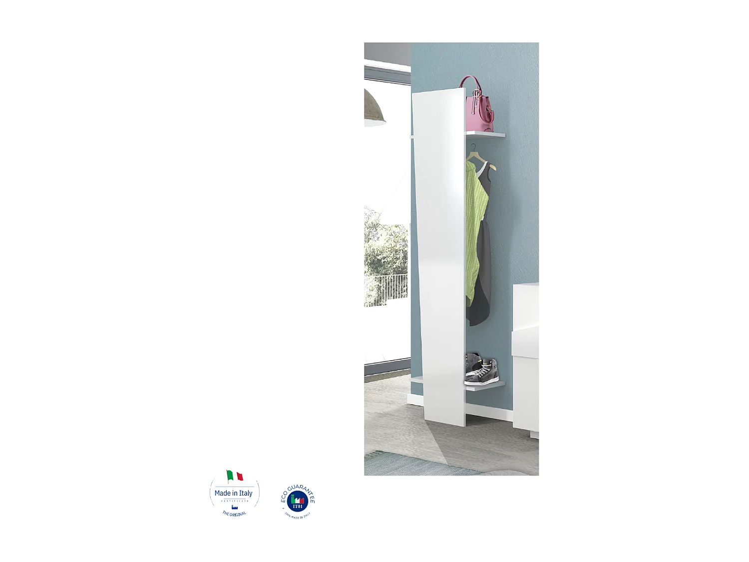 Mobile ingresso PING L 50 x H 200 x P 30 cm bianco lucido