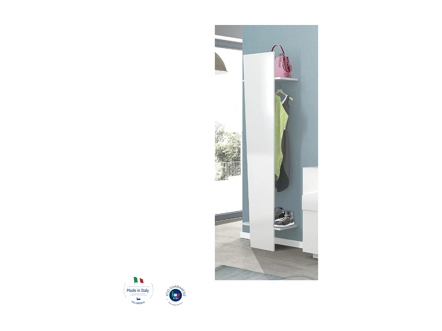 Mobile ingresso PING L 50 x H 200 x P 30 cm bianco lucido