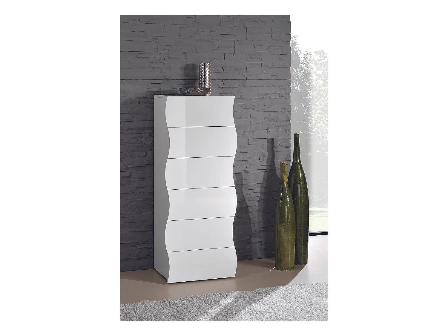 Commode design de chambre 6 Tiroirs blanc Onda Septet