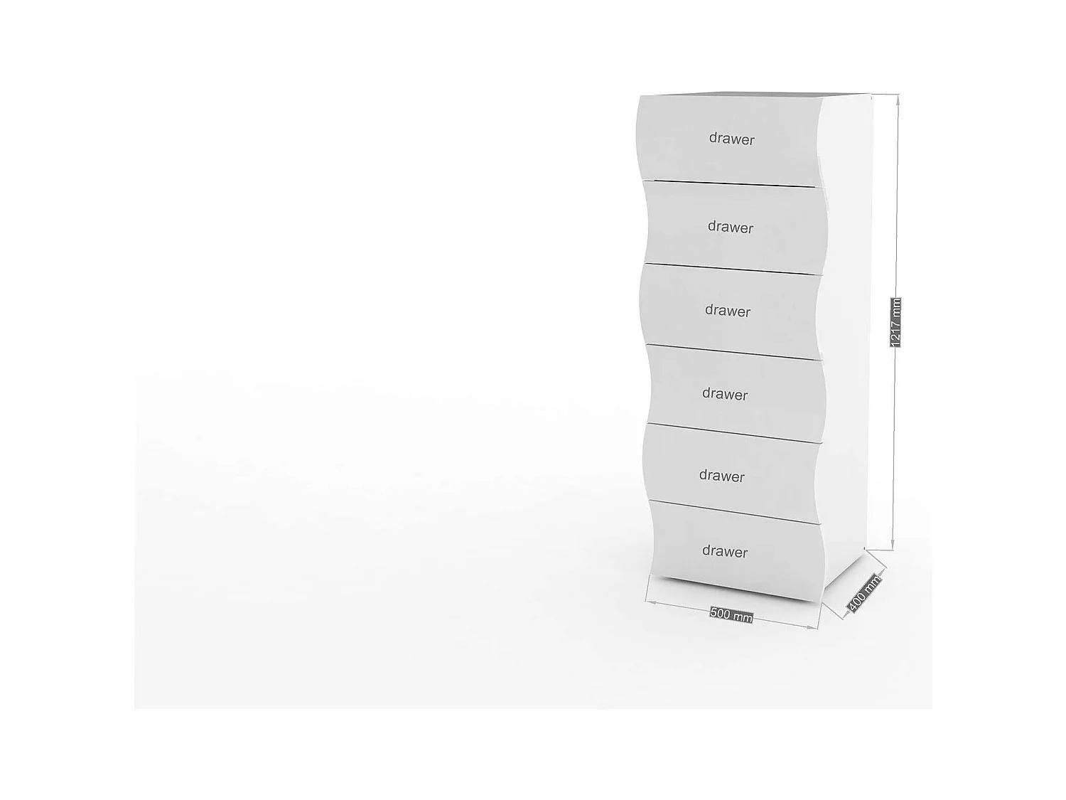 Commode design de chambre 6 Tiroirs blanc Onda Septet
