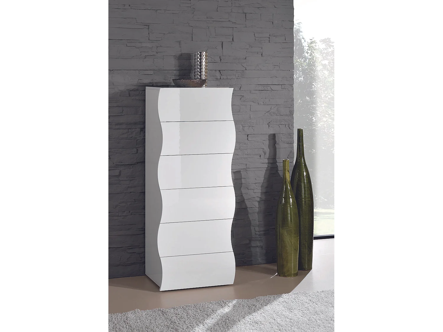 Commode design de chambre 6 Tiroirs blanc Onda Septet