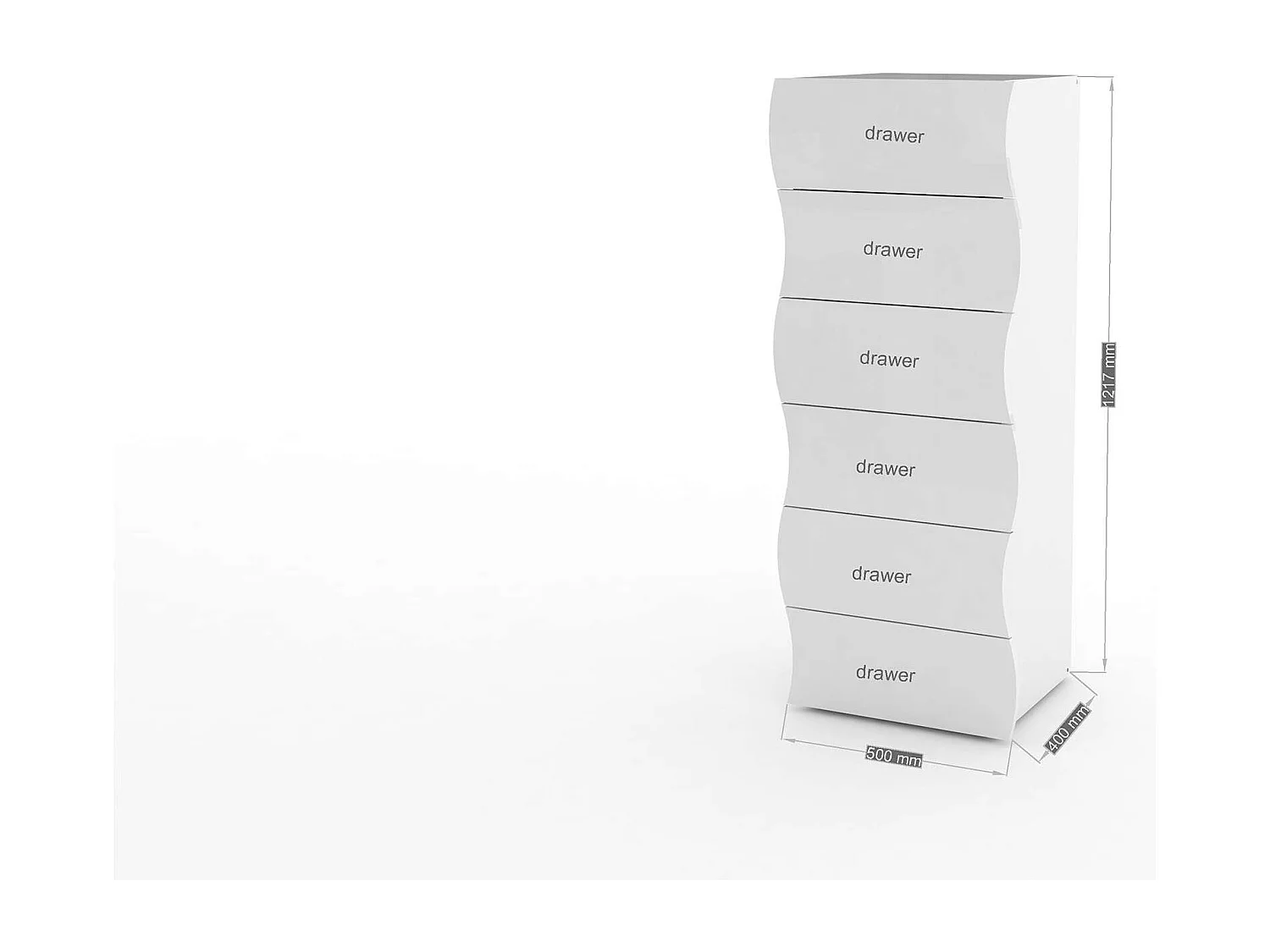 Commode design de chambre 6 Tiroirs blanc Onda Septet