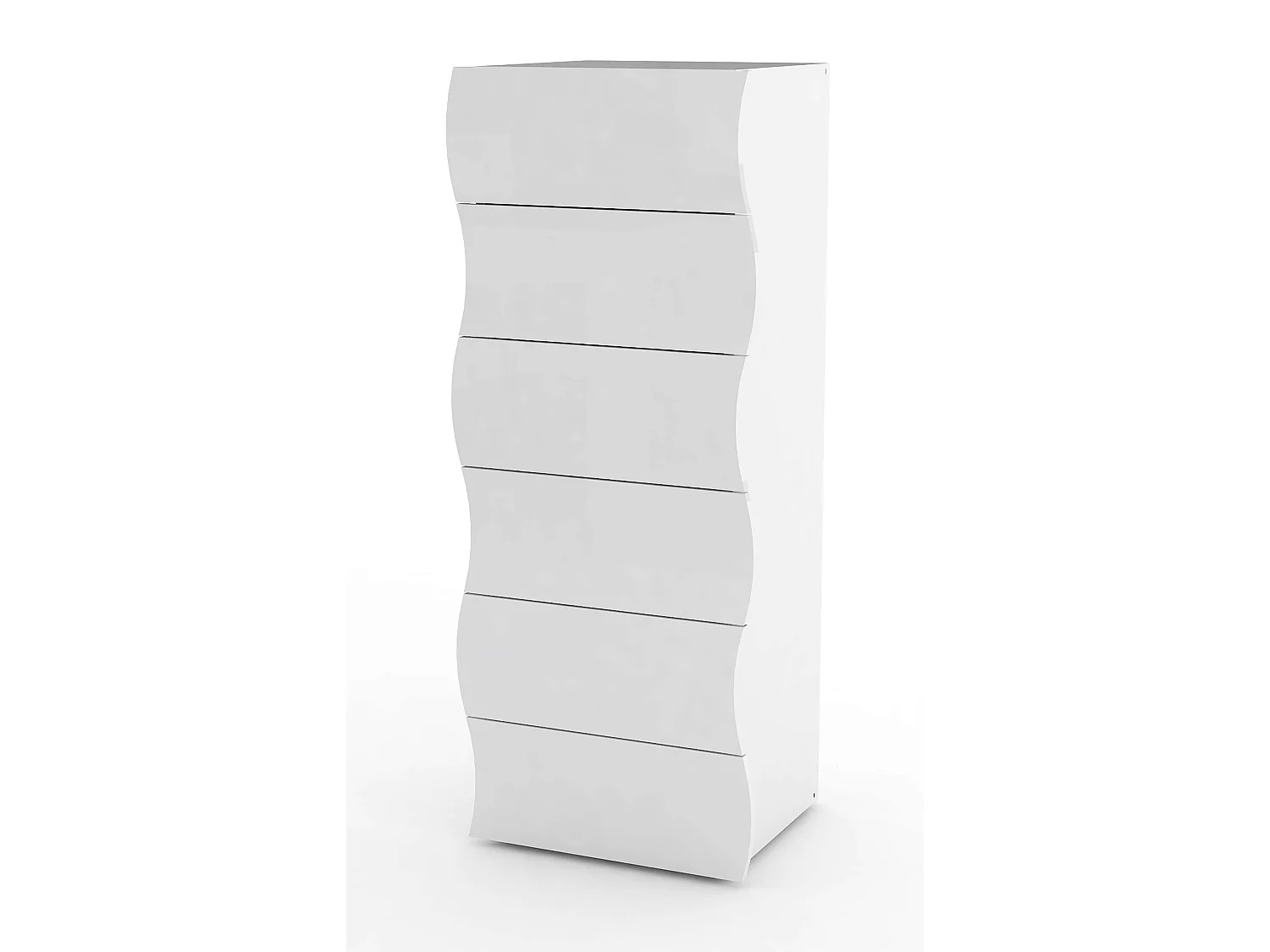 Cómoda diseño dormitorio 6 cajones blanco brillante Onda Septet