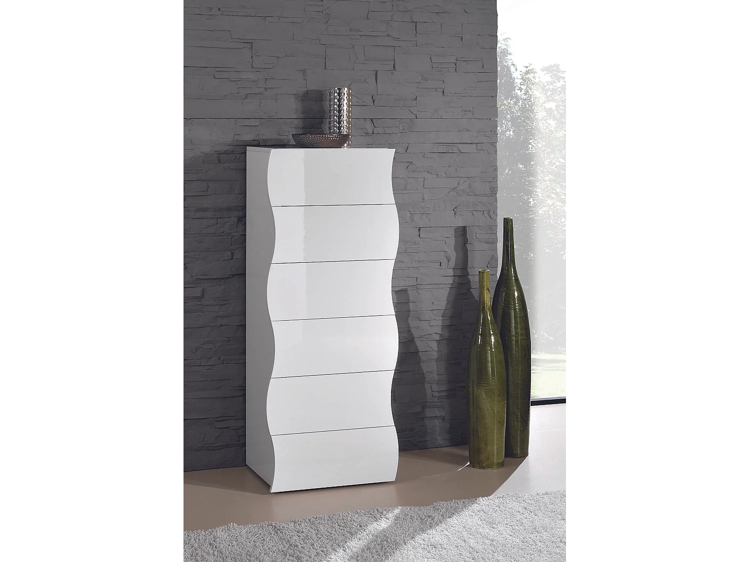 Commode design de chambre 6 Tiroirs blanc Onda Septet