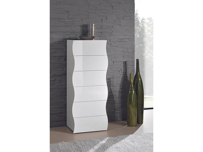 Settimino cassettiera design camera da letto 6 cassetti bianco Onda Septet