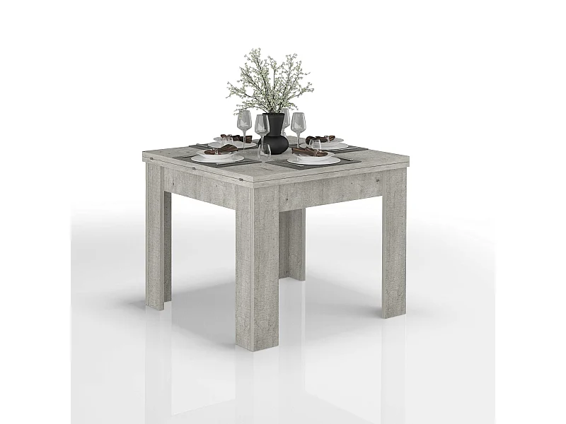 Tavolo allungabile Jesi ideale per 6-8 persone colore cemento 90/180x90x75 cm