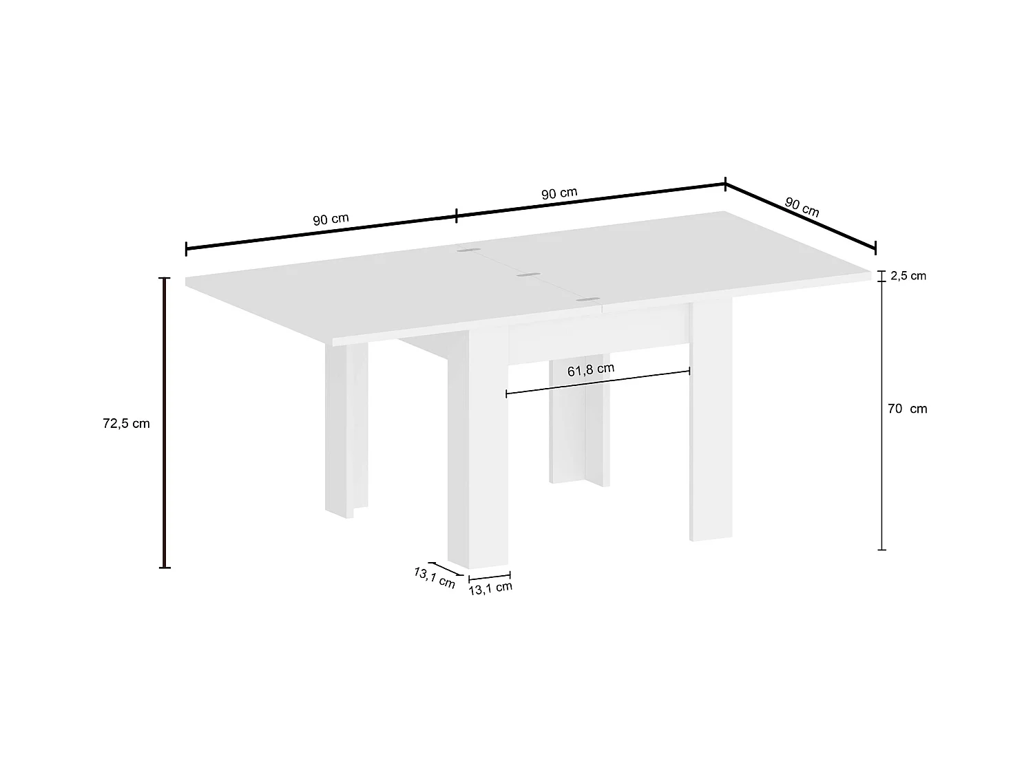 Table à manger extensible 4-6 personnes salon salle à manger Jesi Style