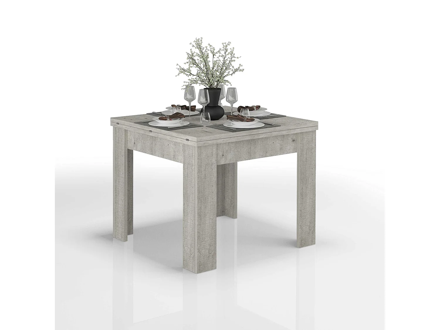 Tavolo allungabile Jesi ideale per 6-8 persone colore cemento 90/180x90x75 cm