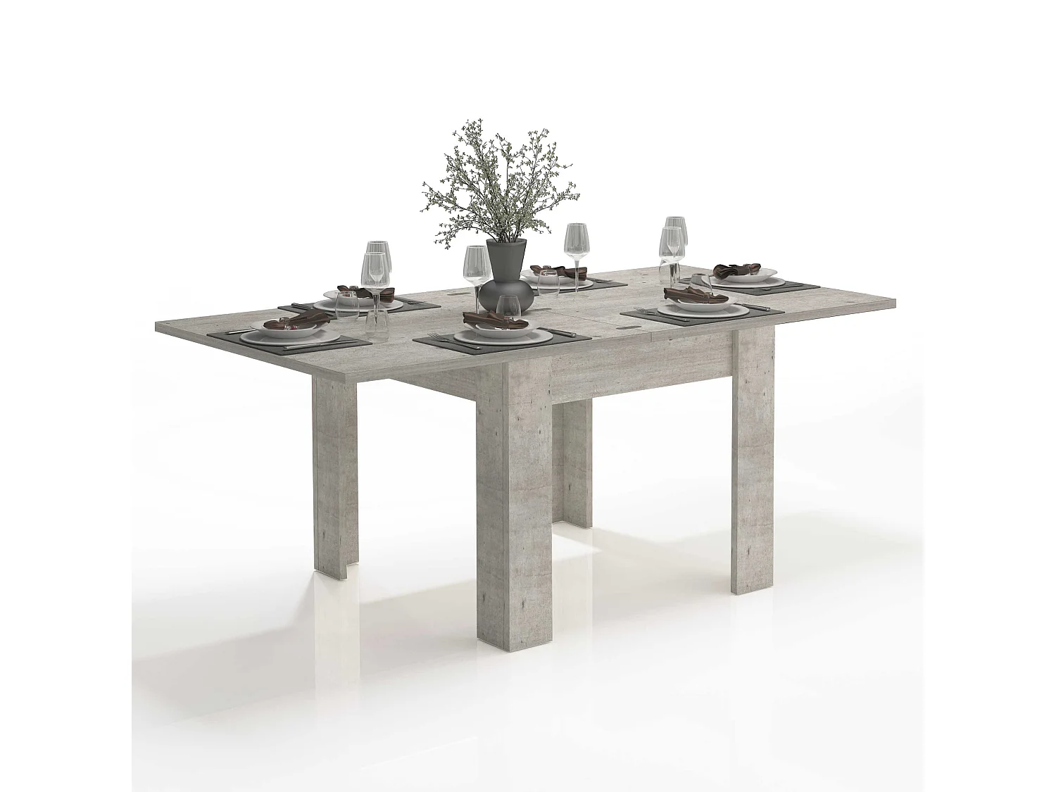 Tavolo allungabile Jesi ideale per 6-8 persone colore cemento 90/180x90x75 cm