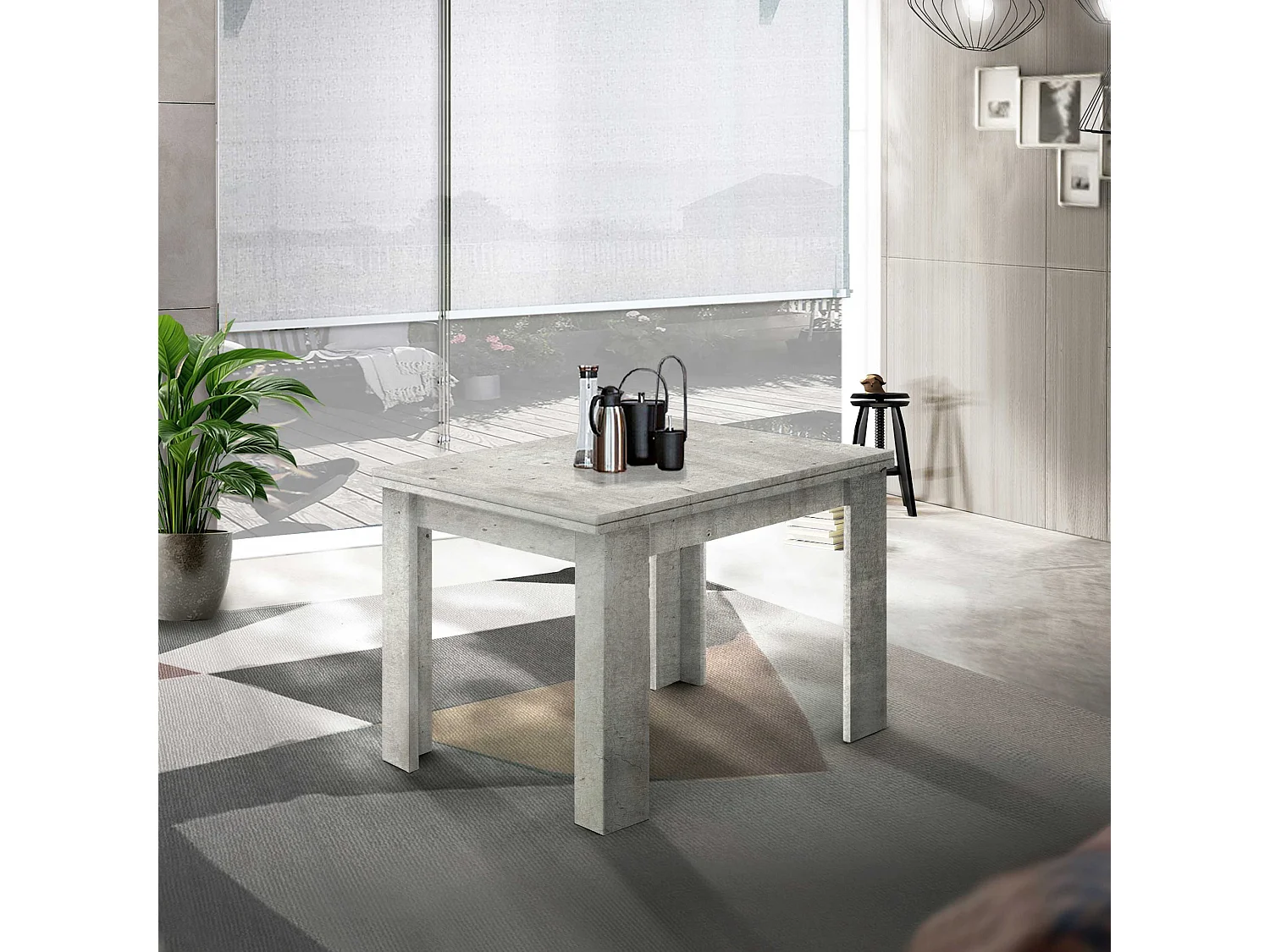 Tavolo allungabile Jesi ideale per 6-8 persone colore cemento 90/180x90x75 cm