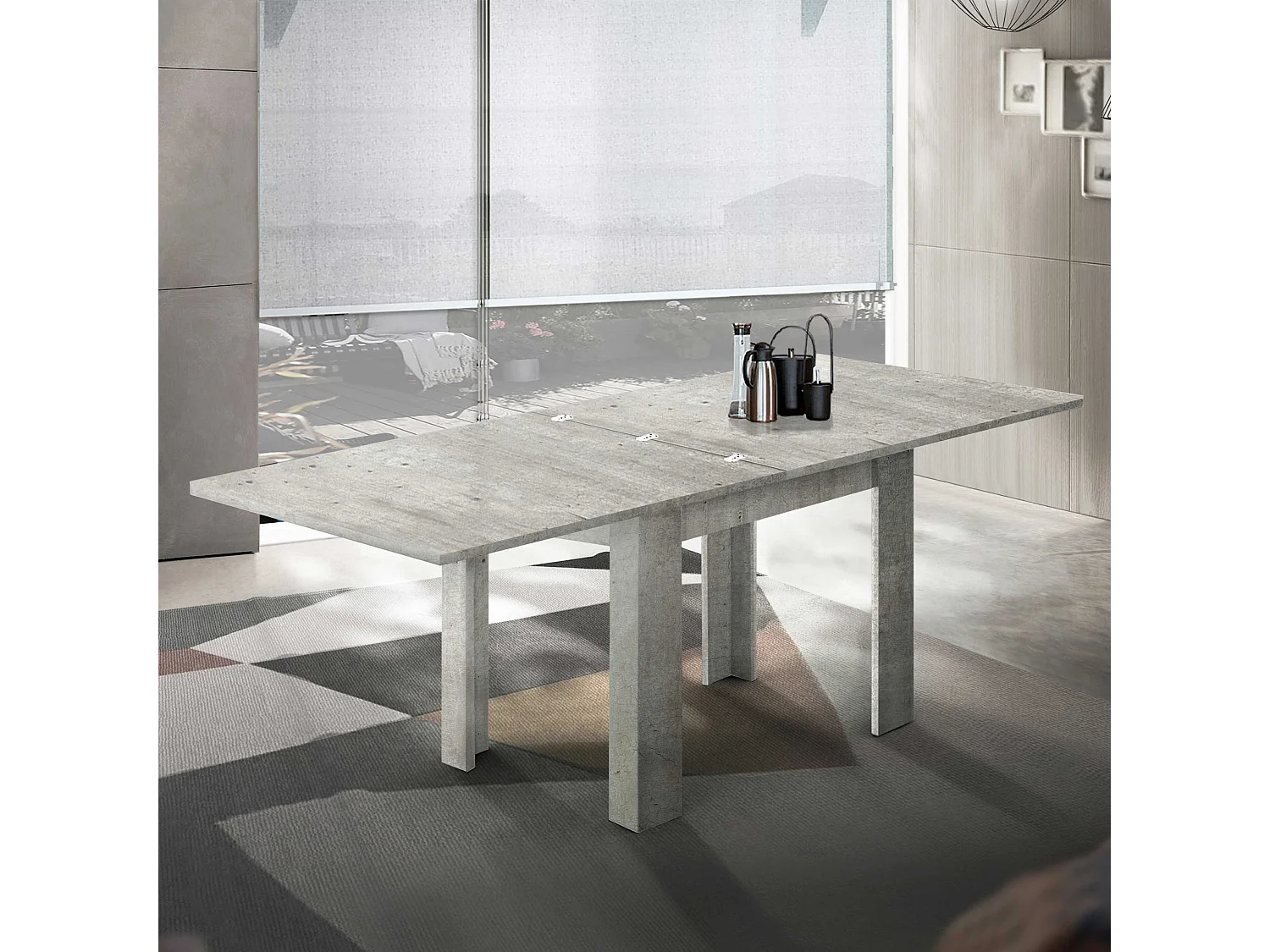 Tavolo allungabile Jesi ideale per 6-8 persone colore cemento 90/180x90x75 cm