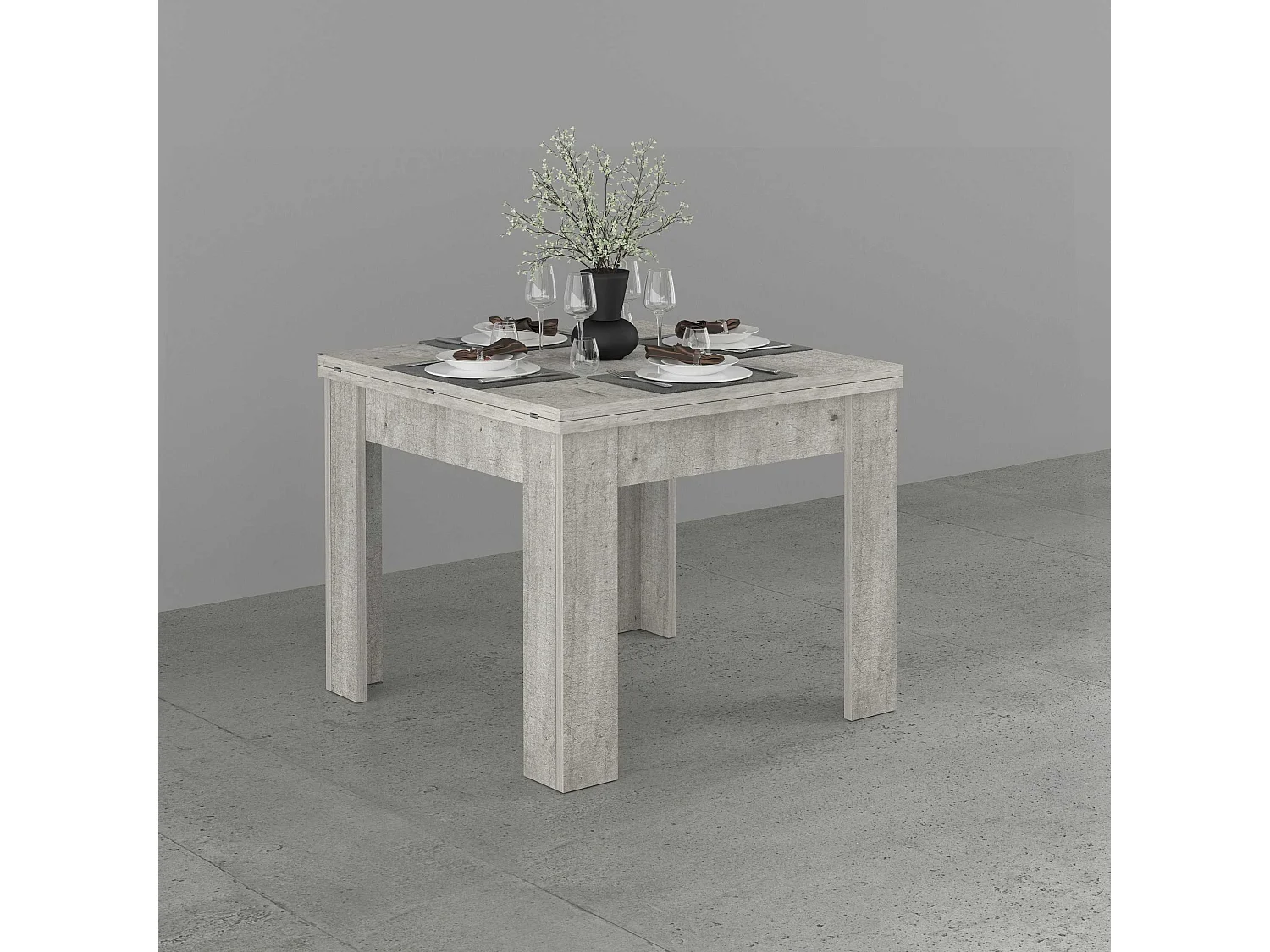 Tavolo allungabile Jesi ideale per 6-8 persone colore cemento 90/180x90x75 cm