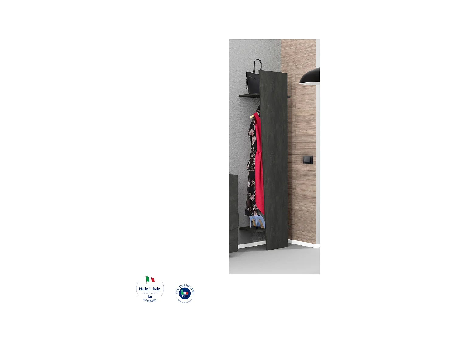 Porte-manteau mural au design moderne gris Ping Hang Bronx