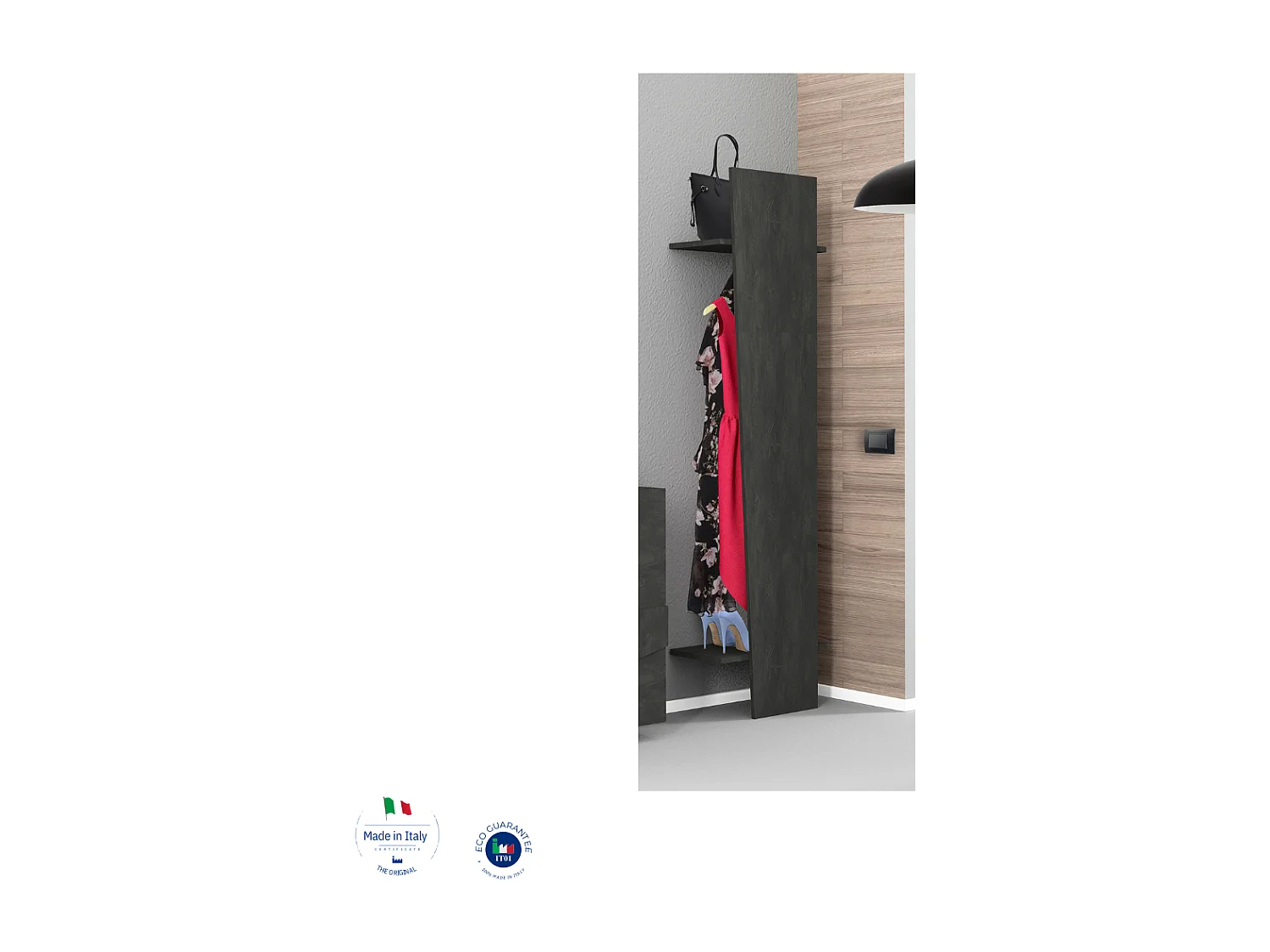 Porte-manteau mural au design moderne gris Ping Hang Bronx