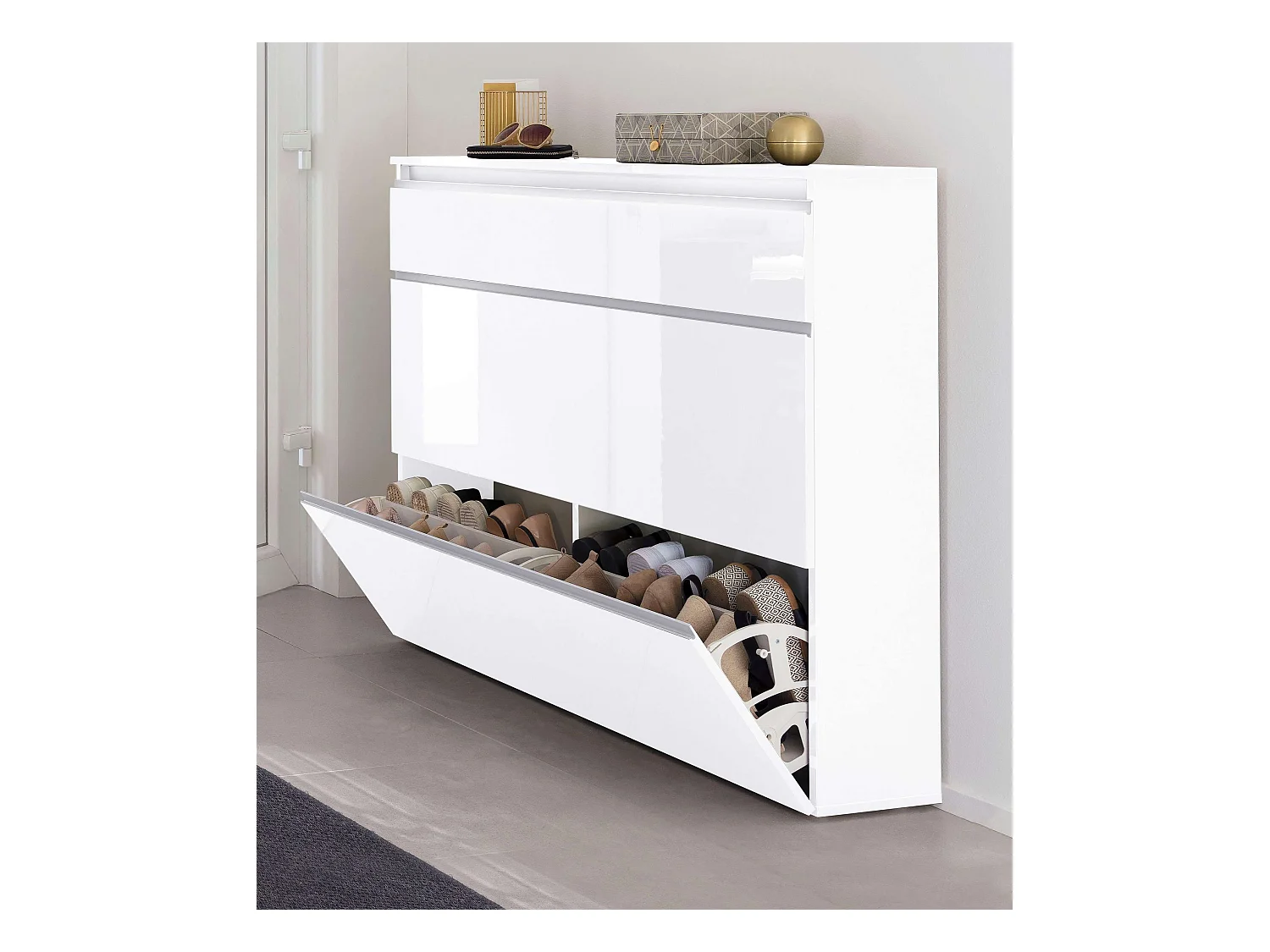 Scarpiera 3 ante L 120 x H 108 x P 26.5 cm 24 paia, bianco