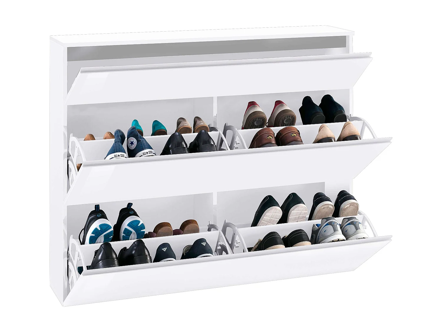 Platzsparender Schuhschrank, 2 Klapptüren, für 24 Paar Schuhe, Magic Bata L