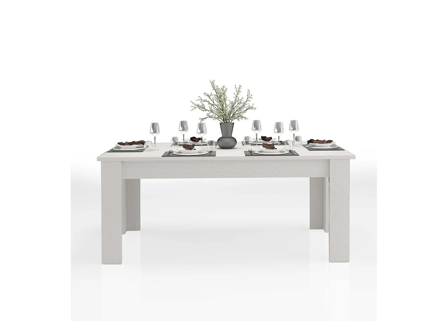 Table à manger extensible 4-8 personnes bois blanc salon Jesi Hout