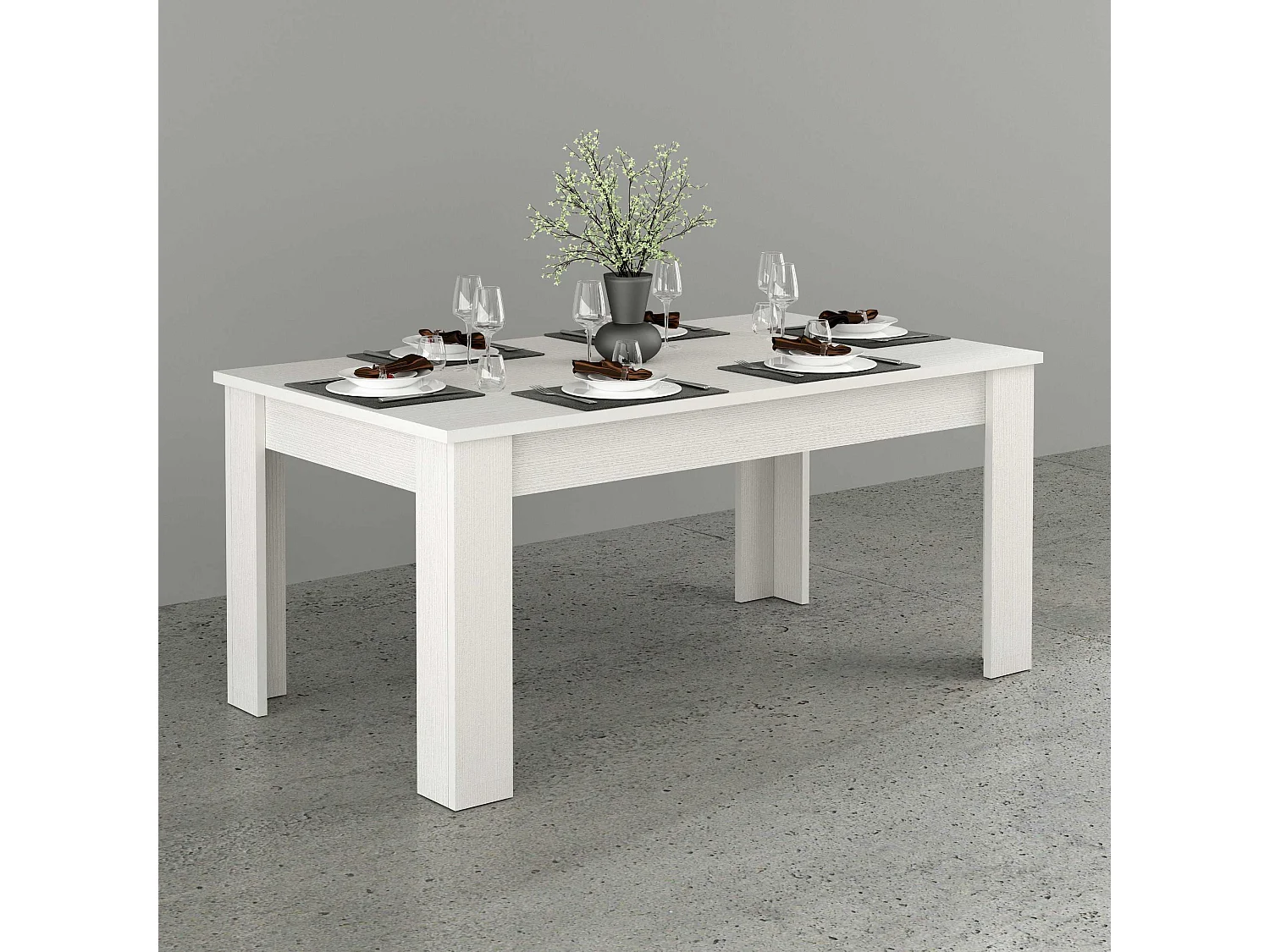 Table à manger extensible 4-8 personnes bois blanc salon Jesi Hout