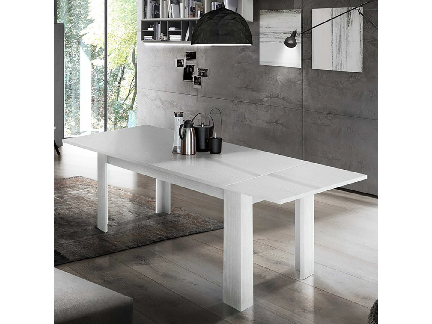 Mesa extensible madera blanca 140-190 x 90 cm salón comedor Jesi Hout