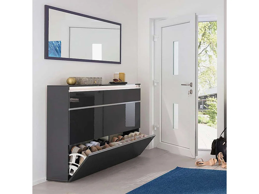 Meuble chaussures 120cm 2 placards Portes Rabattable 24 Paires Magic Bata Ardesia L