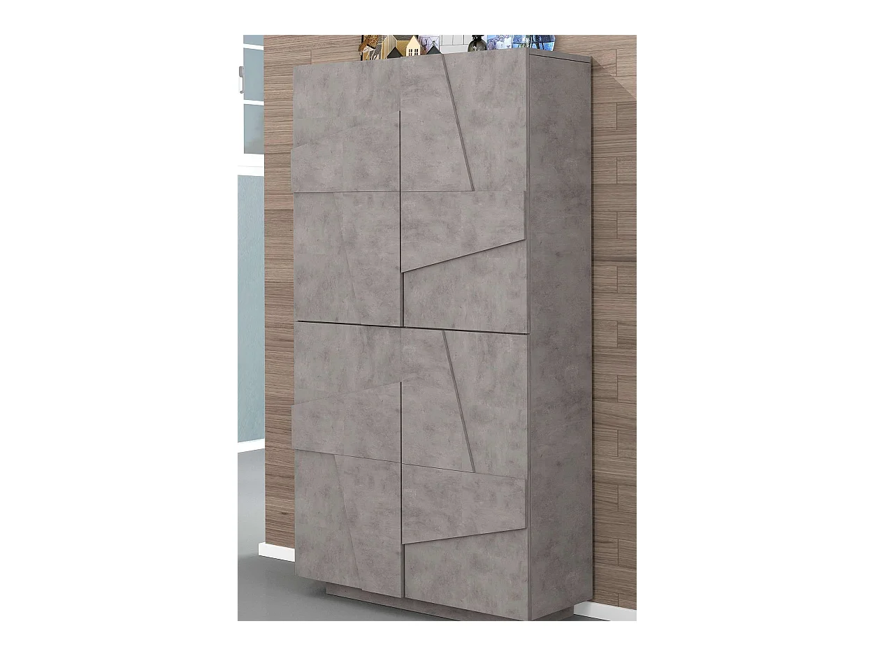 Scarpiera 4 ante L 81.2 x H 167.6 x P 39.2 cm 32 paia, grigio