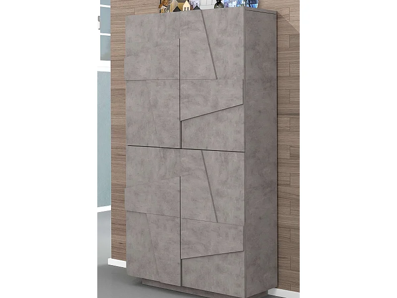 Scarpiera 4 ante L 81.2 x H 167.6 x P 39.2 cm 32 paia, grigio