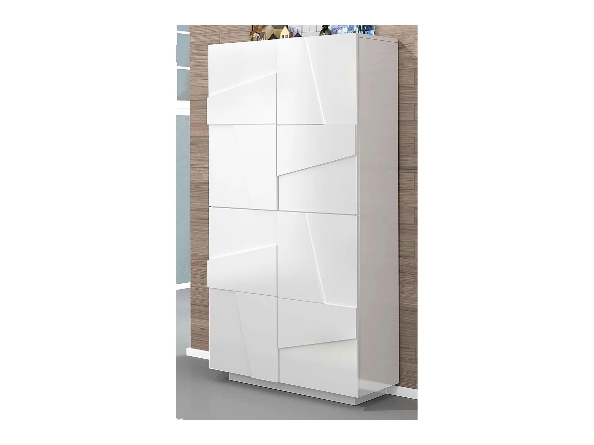 Scarpiera 4 ante L 81.2 x H 167.6 x P 39.2 cm 32 paia, bianco