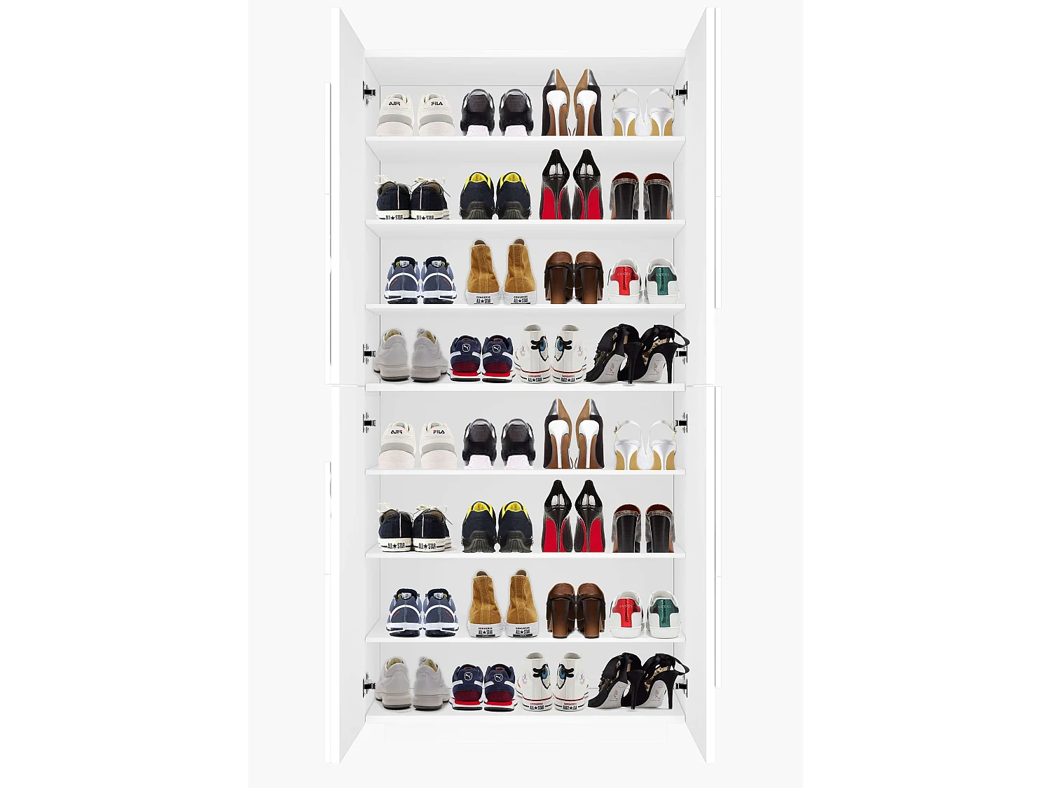 Scarpiera 4 ante L 81.2 x H 167.6 x P 39.2 cm 32 paia, bianco