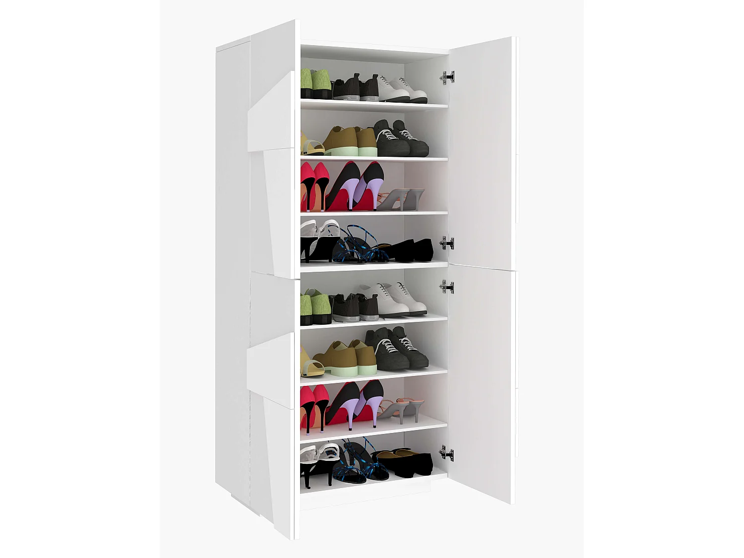 Scarpiera 4 ante L 81.2 x H 167.6 x P 39.2 cm 32 paia, bianco