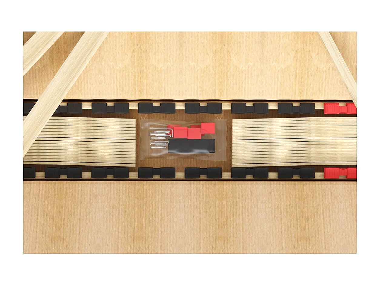 Sommier ZITTARO – 28 láminas – 90x190 cm – Acabado roble y negro – Confort duradero y formato práctico