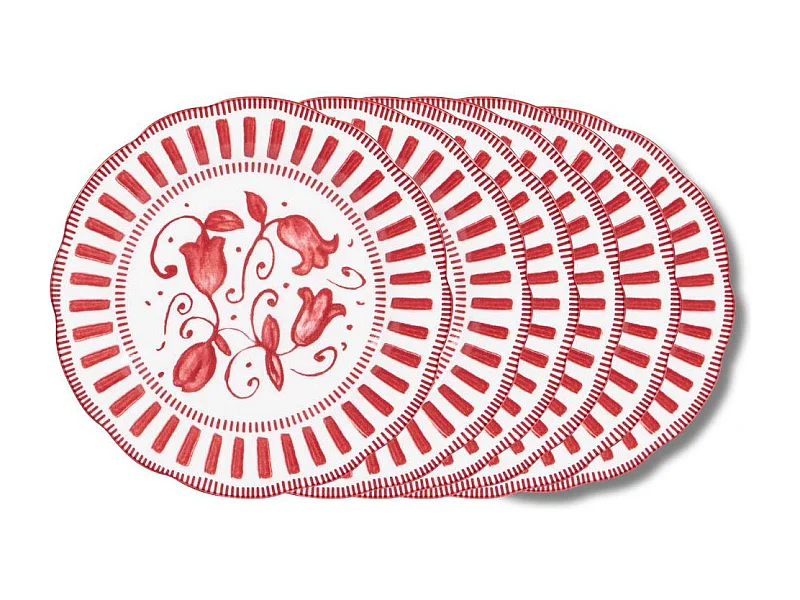 Assiette à dessert Napoli rouge 21 cm (lot de 6)