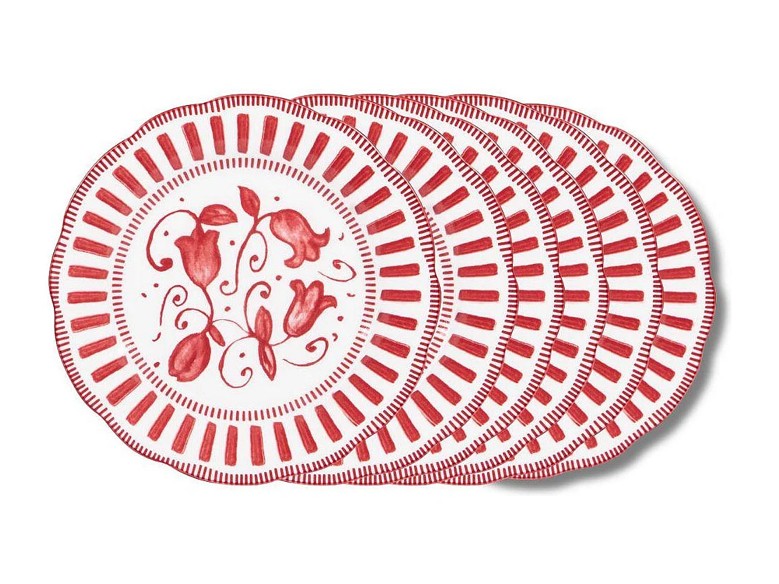 Assiette à dessert Napoli rouge 21 cm (lot de 6)