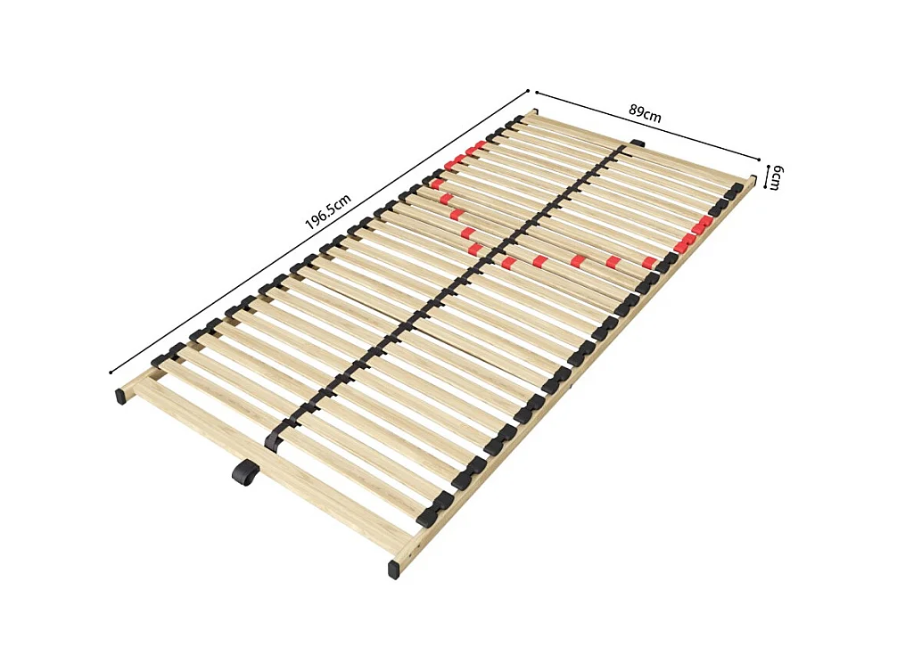 Sommier ZITTARO – 28 ripas – 90x200 cm – Acabamento em carvalho e preto – Suporte firme e design sóbrio