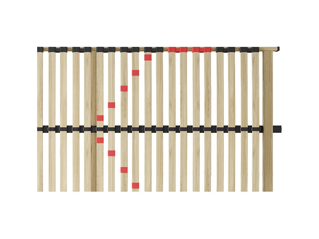 Sommier ZITTARO – 28 ripas – 90x200 cm – Acabamento em carvalho e preto – Suporte firme e design sóbrio