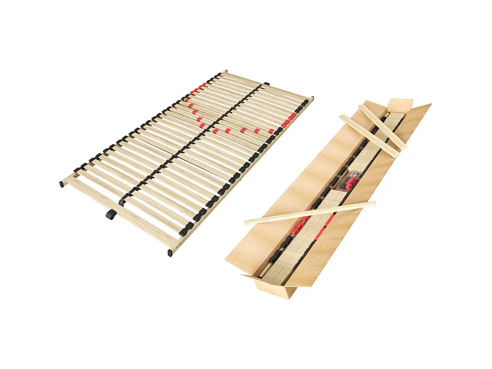 Sommier ZITTARO – 28 ripas – 90x200 cm – Acabamento em carvalho e preto – Suporte firme e design sóbrio