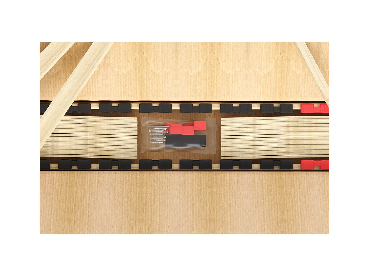 Sommier ZITTARO – 28 ripas – 90x200 cm – Acabamento em carvalho e preto – Suporte firme e design sóbrio