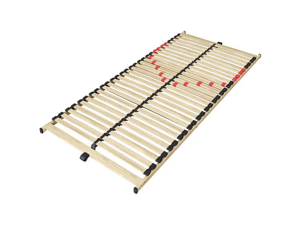 Sommier ZITTARO – 28 lattes – 90x200 cm – Finition chêne et noir – Soutien ferme et design sobre