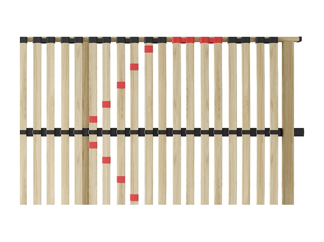 Sommier ZITTARO – 28 ripas – 90x200 cm – Acabamento em carvalho e preto – Suporte firme e design sóbrio