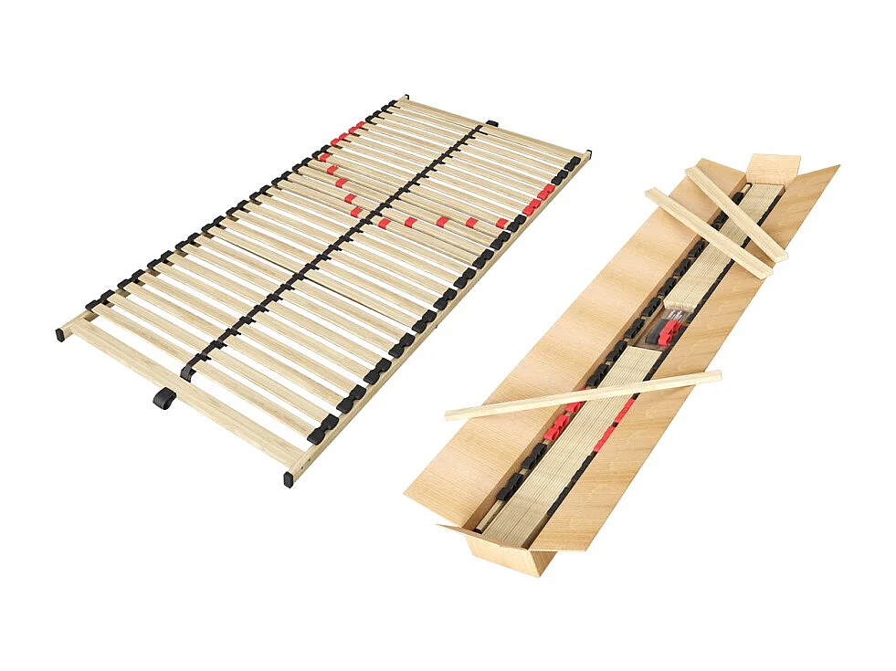 Sommier ZITTARO – 28 ripas – 90x200 cm – Acabamento em carvalho e preto – Suporte firme e design sóbrio