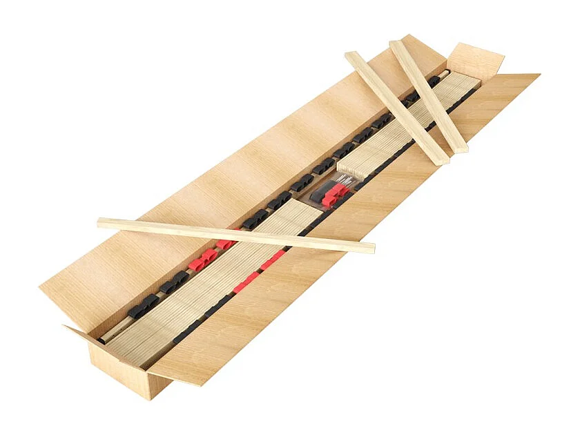 Sommier ZITTARO – 28 ripas – 90x200 cm – Acabamento em carvalho e preto – Suporte firme e design sóbrio