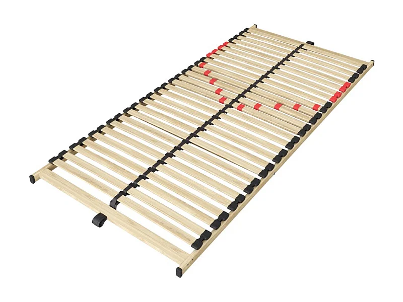 Sommier ZITTARO – 28 lattes – 90x200 cm – Finition chêne et noir – Soutien ferme et design sobre